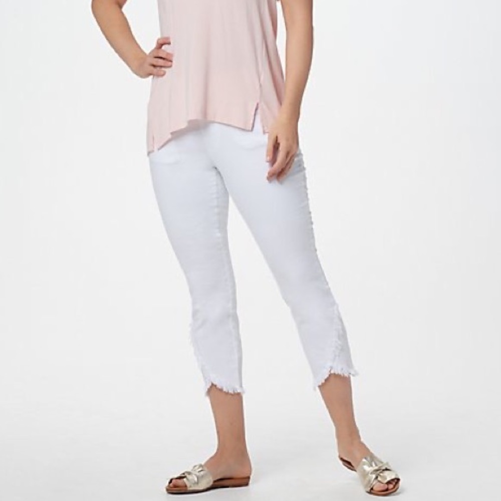 Belle Kim Gravel TripleLuxe Twill Frayed Hem Pants